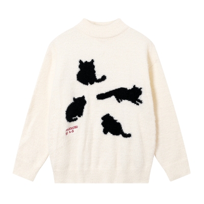 韩范半高领水貂绒宽松加厚毛衣潮