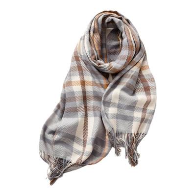 2026中长款加厚围巾韩国甜美保暖仿羊绒围巾格子披肩围脖女高级感