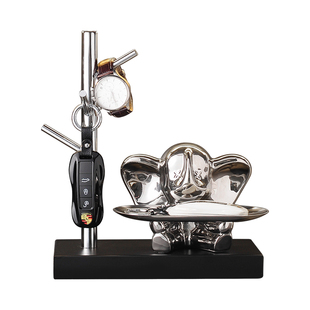 创意招财兔子钥匙收纳托盘摆件玄关客厅入户家居装饰乔迁新居礼物