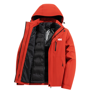 官方正品HH红色冲锋衣羽绒服女秋冬季2025新款可拆卸内胆外套男款
