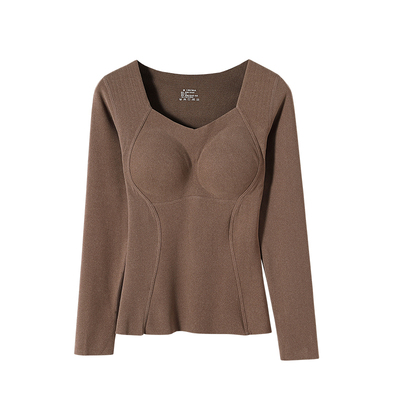 石墨烯发热保暖内衣女款加厚加绒带胸垫秋衣秋裤套装冬季贴身打底