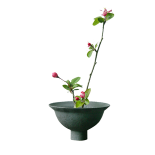 梵悦景德镇粗陶花盆古朴纯手工日式插花剑山小花器复古果盘零食盘