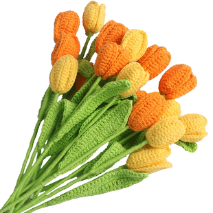 手工编织花束diy材料包针织郁金香钩针钩织绒线花手工艺品自己做