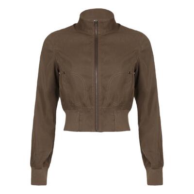 WEEKEEP 废土风立领拉链收腰显瘦工装短外套上衣女街头辣妹休闲秋