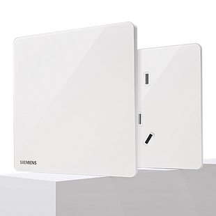 西门子开关插座灵璃玻璃面板霞光白无框超薄家用10A五孔二三插usb