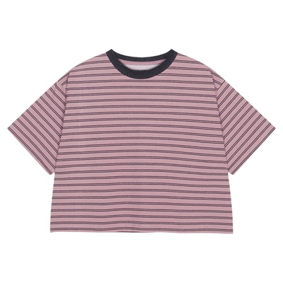 GLOBAL WORK T恤女2026夏季新款条纹含棉慵懒感短袖T恤612893