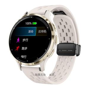 适用佳明Forerunner165/245/255/265M表带Garmin智能venu 3/2plus透气sq2液态硅胶645高驰pace3磁吸apex2腕带