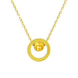 越南沙金转运珠项链猫眼圆环女气质轻奢黄金色小金珠锁骨链不掉色