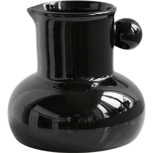 南十字星 法式中古奶壶陶瓷花瓶黑色高级感摆件客厅鲜花插花花器
