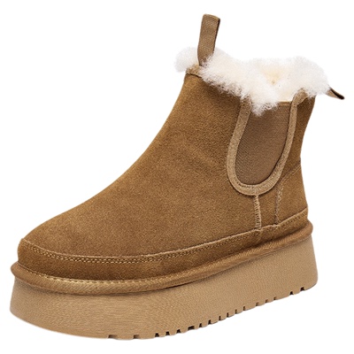 Lee Cooper厚底加绒雪地靴女款2025新款冬季复古绒面保暖增高棉靴