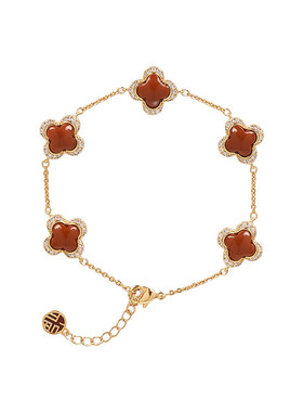 大英博物馆南红四叶草玛瑙手链