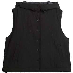 布景棉服背心女短款冬季新品简约纯色连帽厚款马甲外套1373