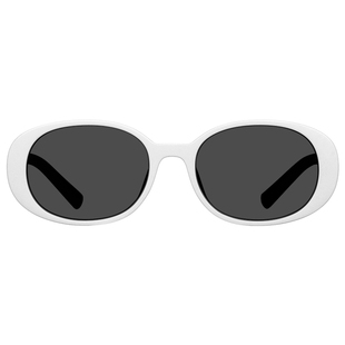 复古椭圆形白色边框镜框近视墨镜女款高级感白框女士白边太阳眼镜