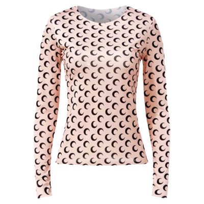 Printed slim long sleeve bottoming shirt印花修身长袖打底衫女