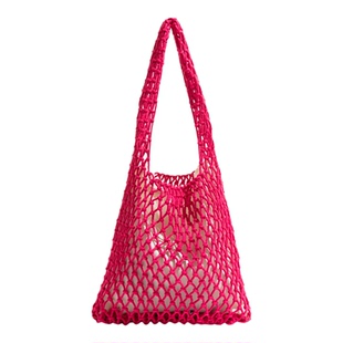 橙子少女度假风泰国编织包女2026春夏镂空网兜包手提包手工针织包