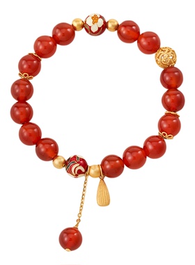 阿吉豆手串马年本命年红玛瑙手链