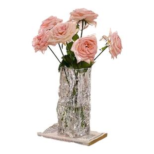 轻奢玻璃花瓶客厅插花高级感水培透明水养创意简约桌面装饰摆件
