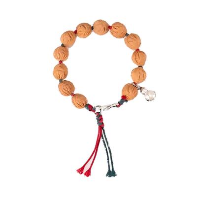 道轩堂 五行和合 福运龙纹手串 秦岭野生桃核 999银配饰 道家文创