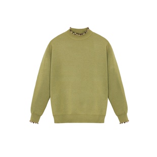 秋籽 复古手工木珠百搭半高领针织打底毛衣 山谷少年独立男装设计