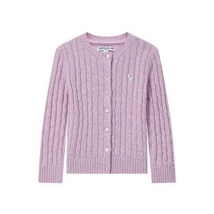 TeenieWeenie Kids小熊童装25年新秋冬女童休闲绞花毛衣羊毛开衫