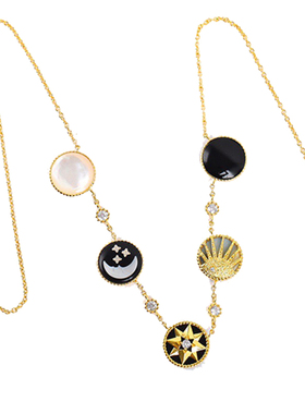 多花日月星辰黑白贝母项链