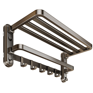 吸盘毛巾架免打孔卫生间浴室置物架厕所折叠浴巾架套装挂架纸巾