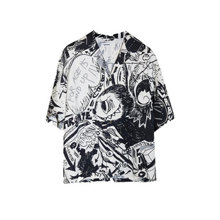 PRONOUNCE 25AW LABUBU 插画印花短袖衬衫/无限绳索印花休闲衬衫