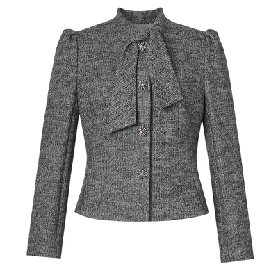 【商场同款】Lakoradior拉珂蒂名媛秋冬新款修身香风蝴蝶结外套