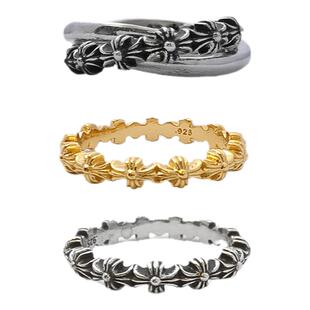 宗克罗心新款925纯银三环戒指复古潮流个性原创男女情侣叠戴指环