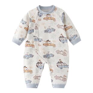 JaJazoo婴儿连体衣纯棉秋冬新款宝宝衣服爬服新生儿哈衣长袖睡衣