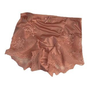 无痕大码内裤女高腰收腹性感蕾丝网纱冰丝绸缎面胖mm黑色短裤新款