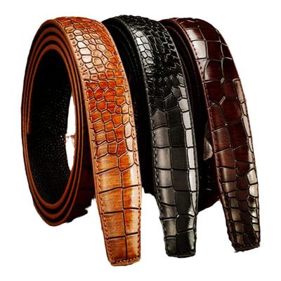 鳄鱼纹不带头男士头层真皮自动扣