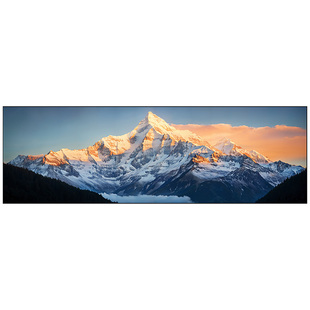 日照金山客厅长横幅装饰画雪山风景画沙发背景墙挂画现代轻奢壁画