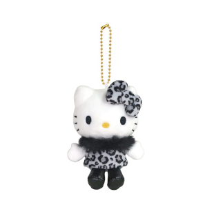 现货正品日本三丽鸥50周年展会黑皮hellokitty猫豹纹挂件毛绒娃娃