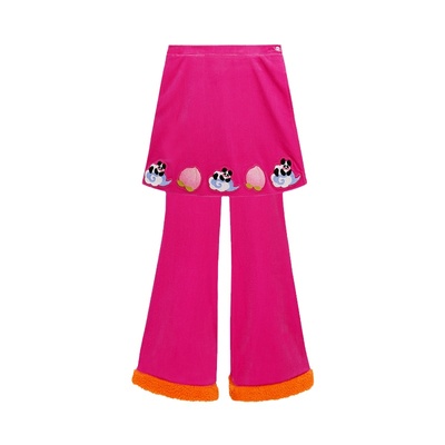 pocoblush桃绒丝丝刺绣裹裙长裤