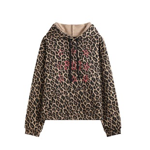 noEmosen（noE)'PAIN'豹纹印花合身版型380G合身秋冬连帽卫衣