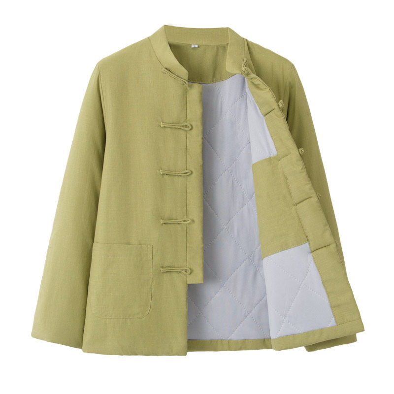 秋冬薄款纯棉花盘扣唐装女士棉服