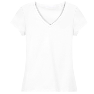 鸡心领纯棉白色短袖t恤女2026新款夏季纯色正肩V领紧身上衣短款