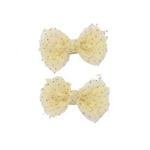 儿童发卡头饰花1对装~甜美可爱烫金纱小号蝴蝶结发夹宝宝女童发饰