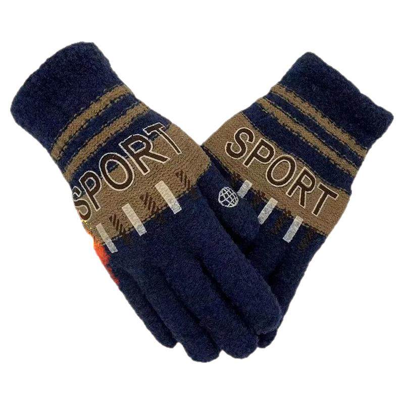 骑行防寒手套加厚加绒男女士冬季保暖双层毛线大手大码手套户外