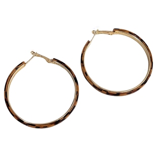 巨显脸小！美拉德豹纹大圈圈耳圈秋冬2025新款夸张耳环高级感耳饰