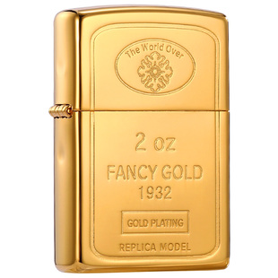 官方正版zippo打火机复刻金砖18k镀金男士收藏防风可定制送礼黄金