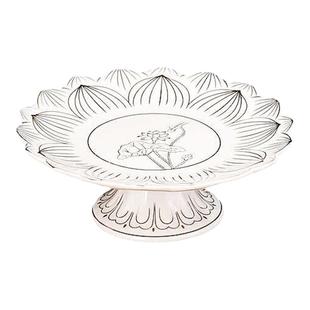 陶瓷供果盘家用佛前水果盘观音财神爷贡盘上供的莲花高脚托盘摆件