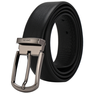 沙驰皮带男时尚树纹真皮针扣腰带休闲时尚头层牛皮年轻人裤带