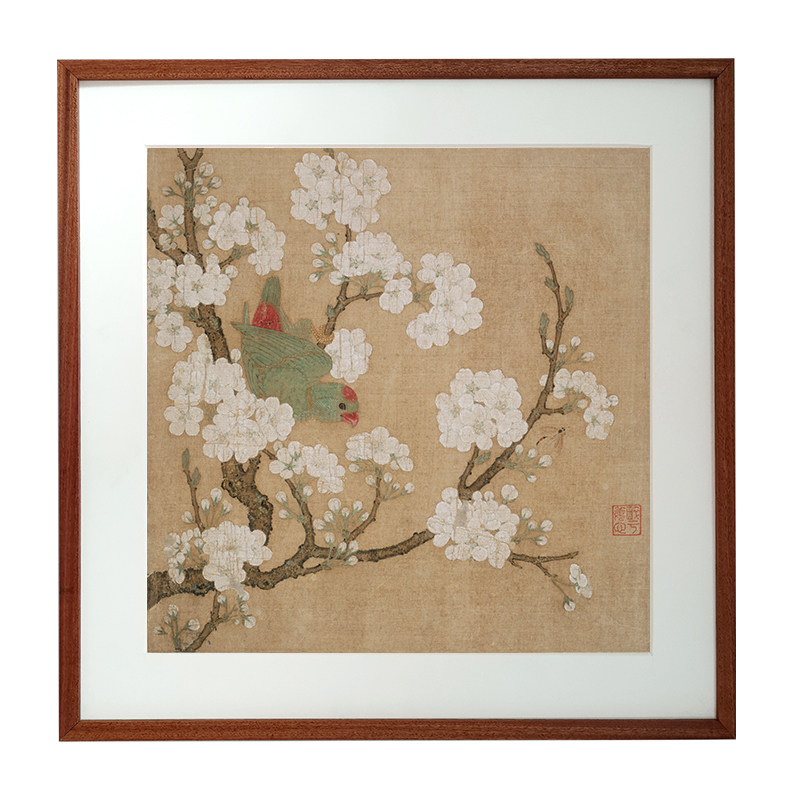 桔子格调梨花鹦鹉榴枝黄鸟图挂画