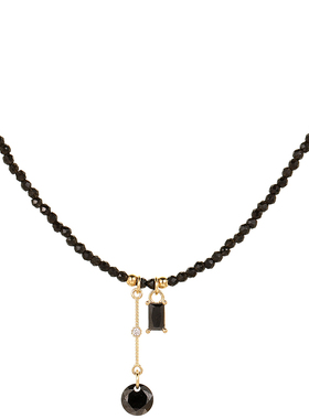 简约百搭黑色串珠流苏项链