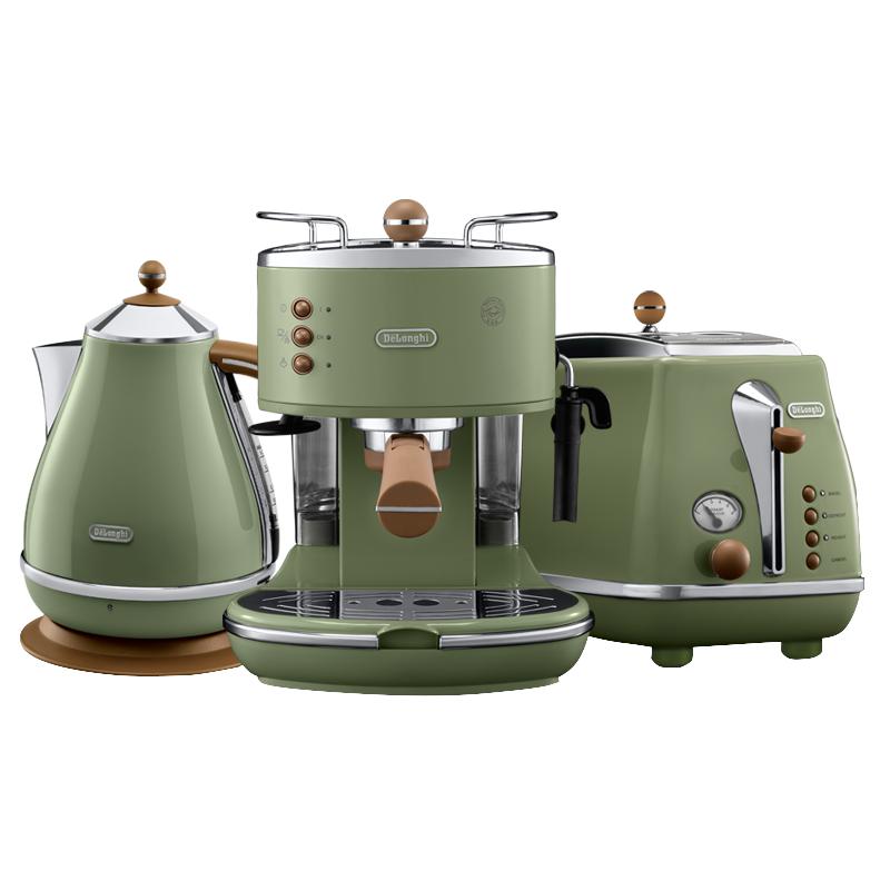 Delonghi/德龙复古系列3件套ECO310半自动咖啡机电水壶多士炉家用