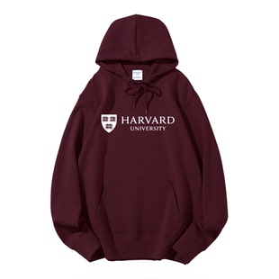 Harvard university哈佛大学校卫衣连帽校服冬季加绒加厚青少年
