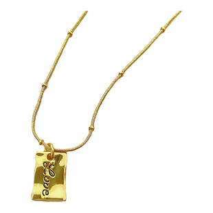 法式字母不规则方块项链小众设计高级轻奢锁骨链镀18K金