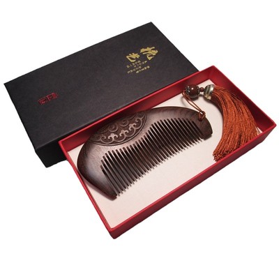 女神节礼品黑金檀木梳子礼盒刻字